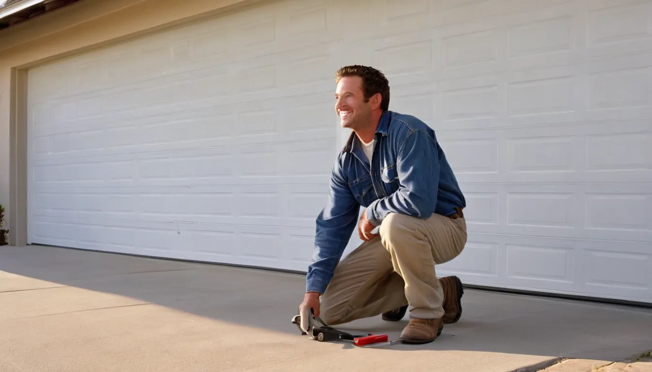 A local provider checking the track on a residential garage door in Oakland